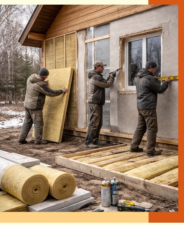 Утепление дачного дома в Североморске от 5081 руб/м2 — недорого | ТепломастерСвм