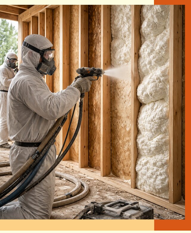 Утепление каркасного дома ППУ в Североморске от 2995 руб./м2 — работа под ключ | ТепломастерСвм