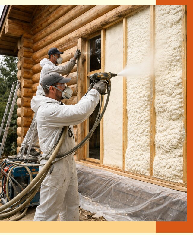 Утепление деревянного дома ППУ в Североморске от 4493 руб/м2 | ТепломастерСвм — под ключ