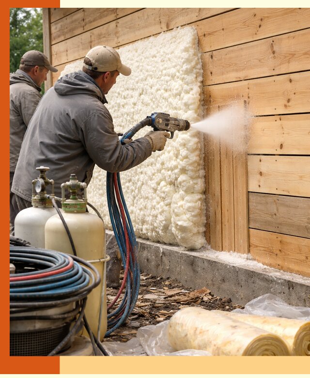 Утепление деревянного дома пенополиуретаном в Североморске