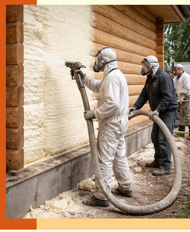 Утепление дома из бруса пенополиуретаном в Североморске