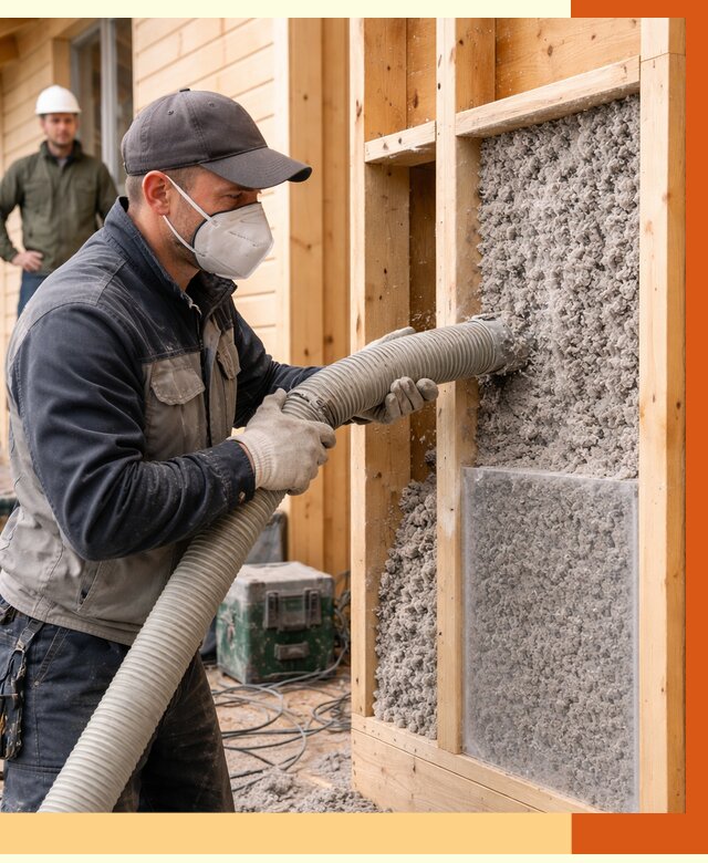 Утепление дома из бруса эковатой в Североморске от 1979 руб/м2 | ТепломастерСвм