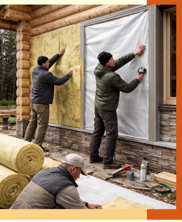 Утепление бревенчатого дома в Североморске от 8183 руб/м2 — заказать под ключ | ТепломастерСвм