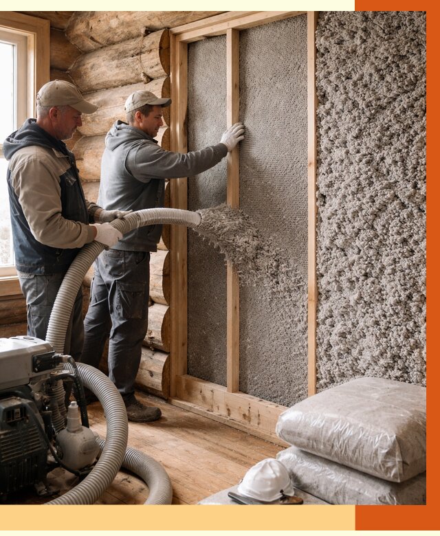 Утепление бревенчатого дома эковатой в Североморске от 2942 руб. | ТепломастерСвм