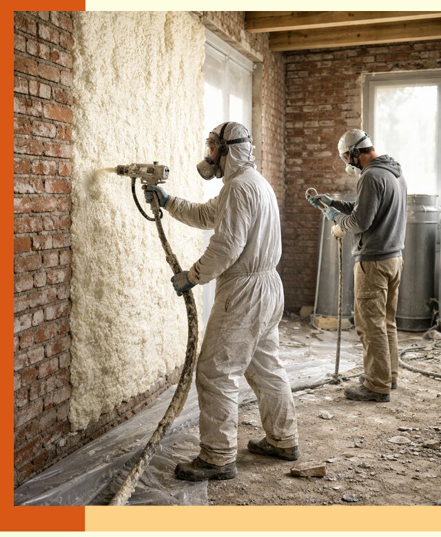 Утепление кирпичного дома пенополиуретаном в Североморске