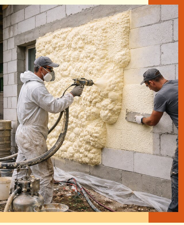 Утепление дома из газобетона ППУ в Североморске от 5135 руб./м² под ключ | ТепломастерСвм