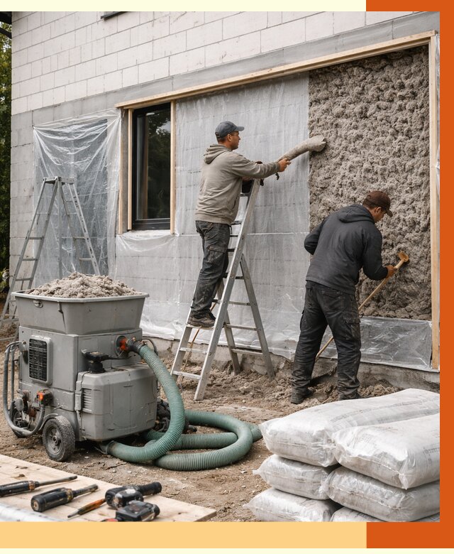 Утепление дома из газобетона эковатой в Североморске от 4814 руб./м2 | ТепломастерСвм