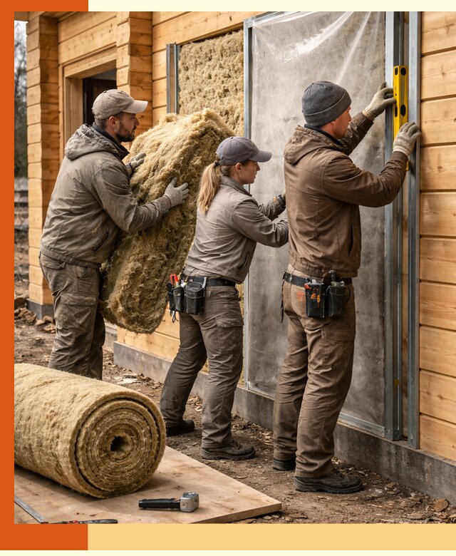 Утепление дома из двойного бруса в Североморске качественно и надёжно