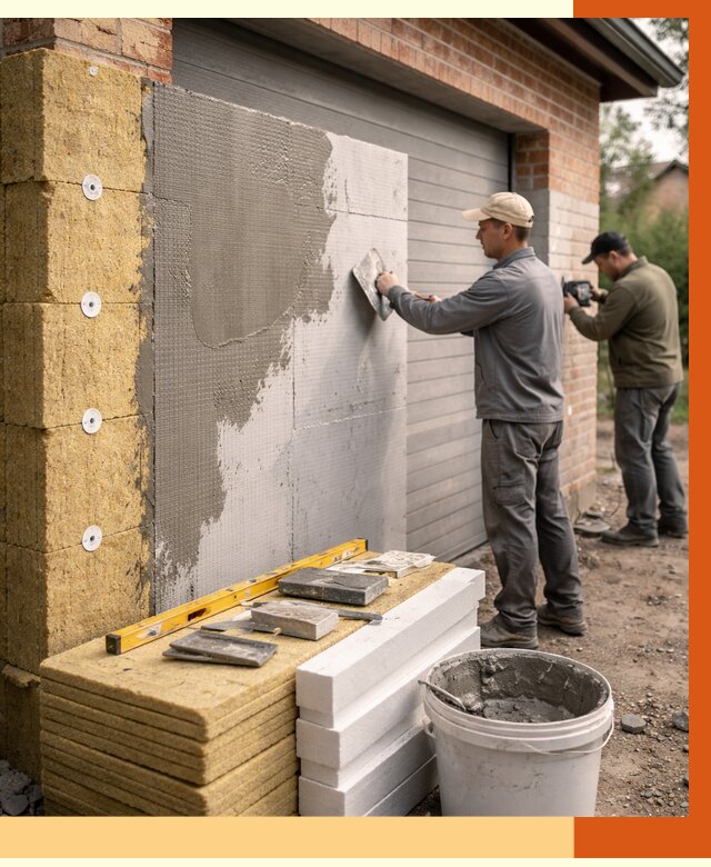 Утепление гаража снаружи в Североморске от 4493 руб. за м2 — наружное утепление под ключ | ТепломастерСвм