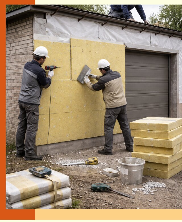 Утепление гаража снаружи в Североморске качественно и надёжно