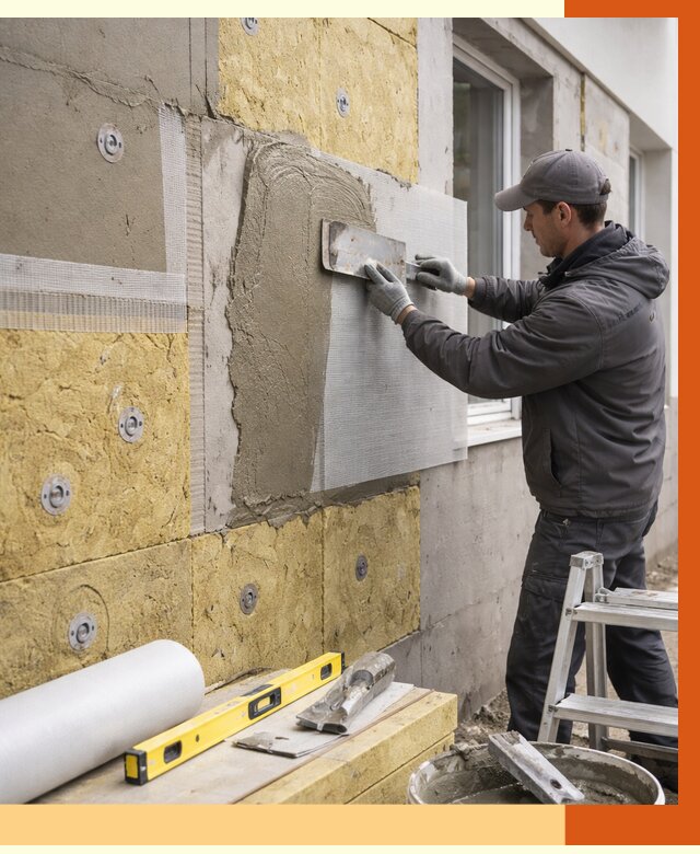 Утепление фасада под штукатурку в Североморске от 4493 руб/м2 — монтаж пенопластом и минватой | ТепломастерСвм