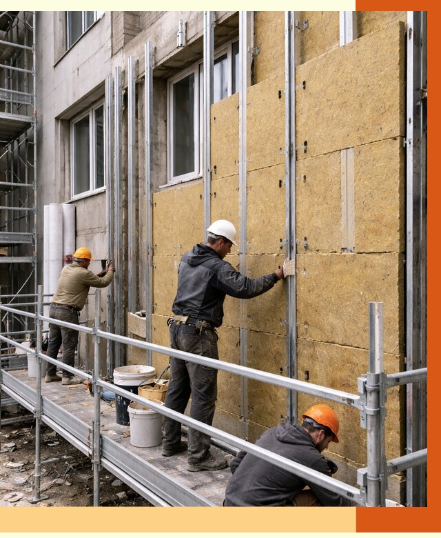 Утепление вентилируемого фасада в Североморске от 5990 руб/м2 — монтаж и утепление вентфасад | ТепломастерСвм