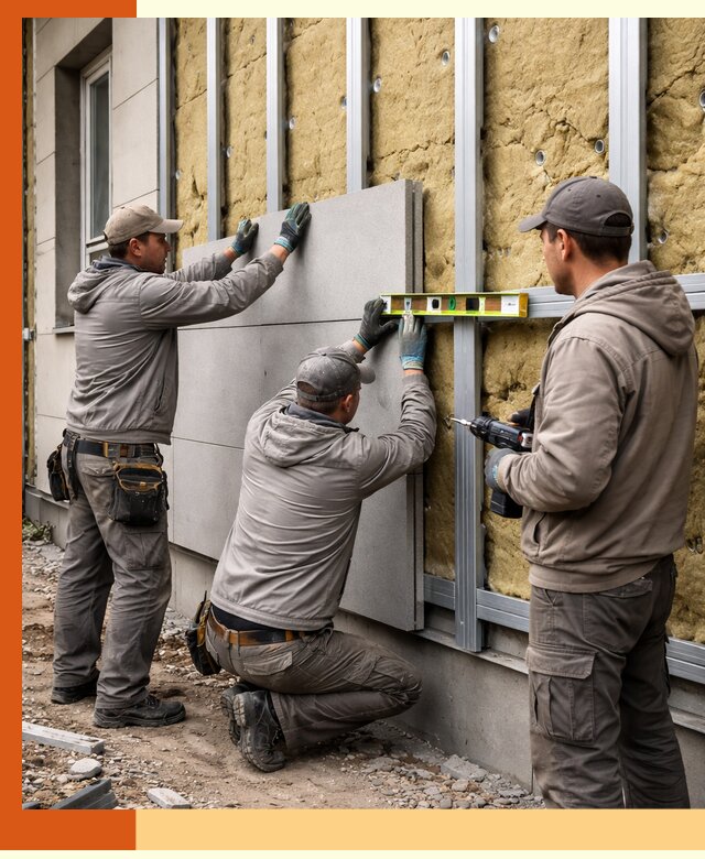 Утепление вентилируемого фасада под ключ в Североморске