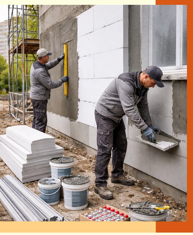 Утепление фасада и стен снаружи в Североморске от 4493 руб. | ТепломастерСвм