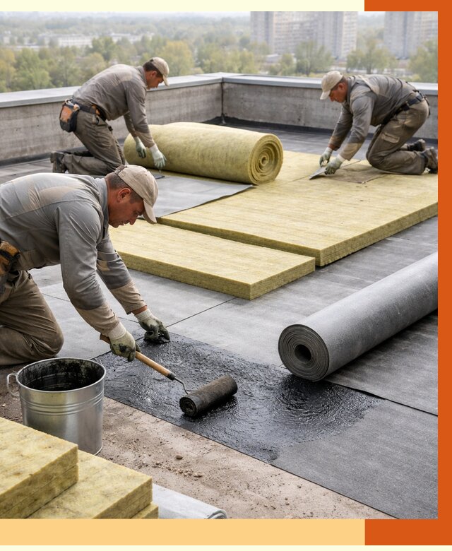 Утепление плоской крыши в Североморске от 7702 руб./м2 под ключ | ТепломастерСвм
