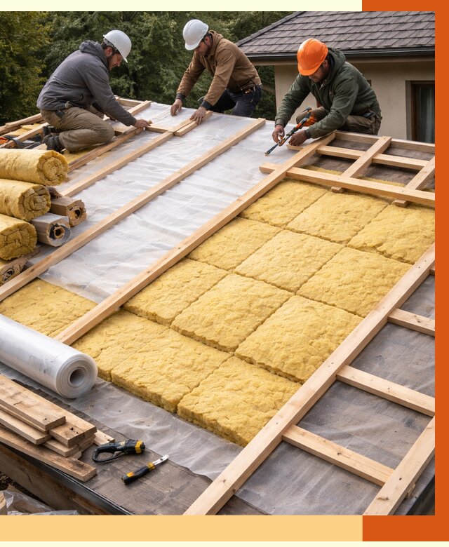 Утепление скатной крыши в Североморске от 1337 руб./м2 под ключ | ТепломастерСвм