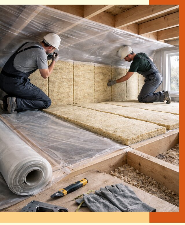 Утепление перекрытий в Североморске от 3049 руб/м2 — утепление межэтажных и чердачных | ТепломастерСвм