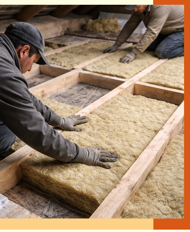 Утепление чердака минватой в Североморске от 3744 руб/м2 под ключ | ТепломастерСвм