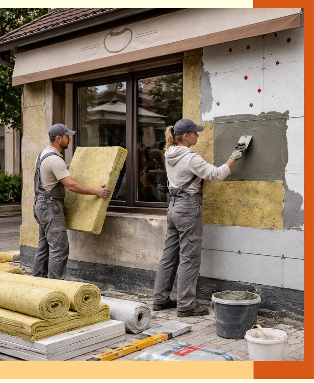 Утепление кафе в Североморске от 4493 руб/м2 — комплексно под ключ | ТепломастерСвм