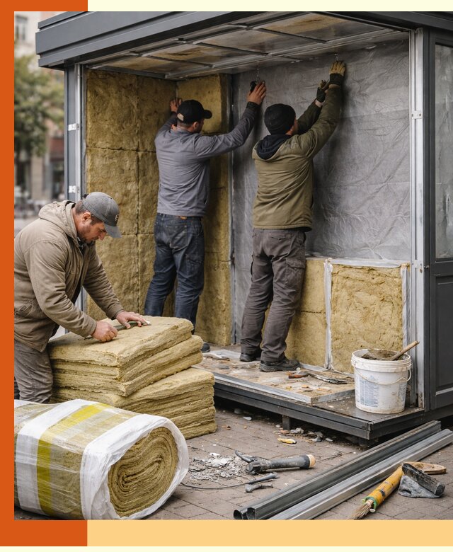 Утепление павильона шаурмы под ключ в Североморске