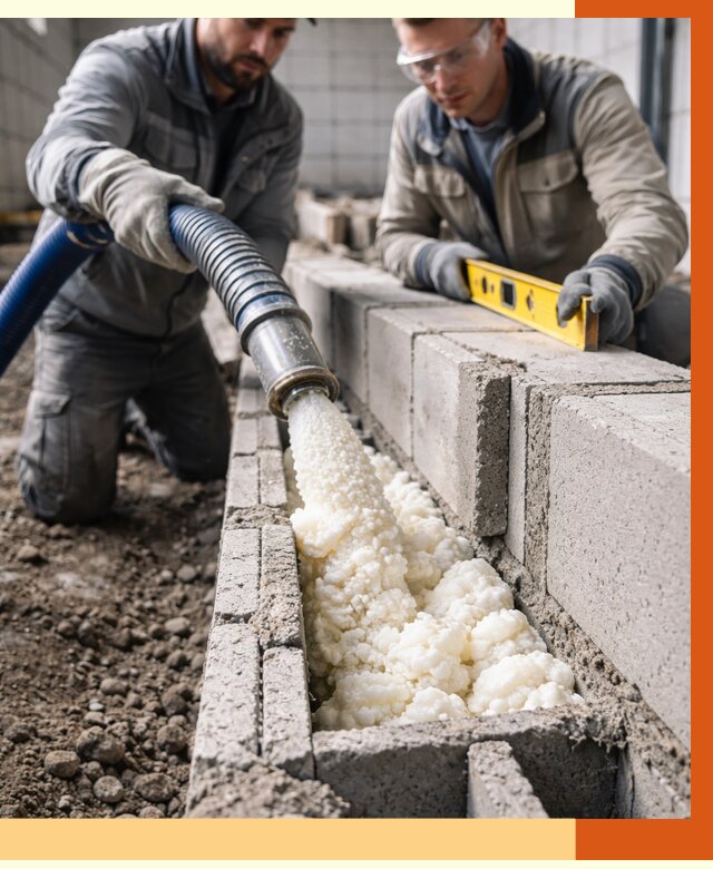 Заполнение колодцевой кладки ППУ в Североморске от 4493 руб. за м2 | ТепломастерСвм