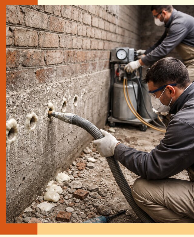 Заполнение колодцевой кладки ППУ в Североморске быстро и герметично