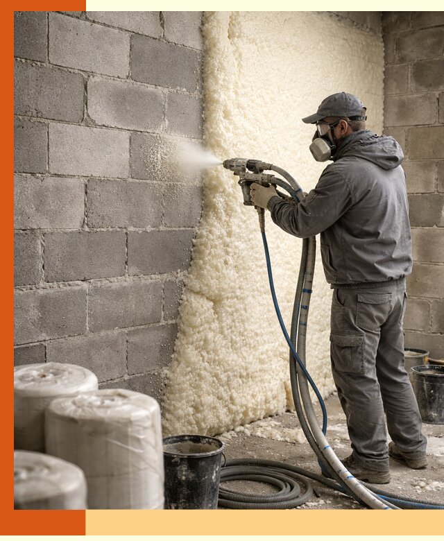 Утепление блочной стены ППУ в Североморске качественно и надёжно