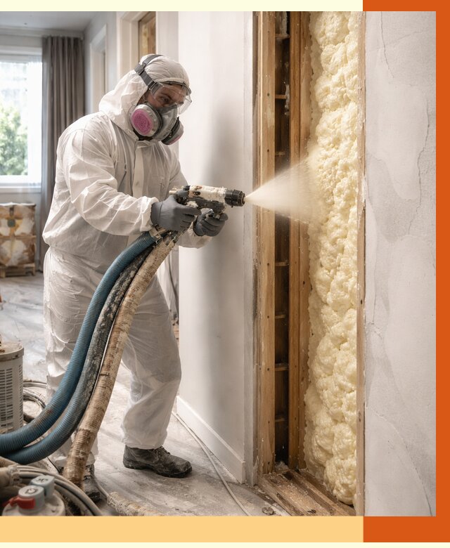 Межстеновое утепление ППУ в Североморске от 2942 руб/м2 — межстенное утепление под ключ | ТепломастерСвм