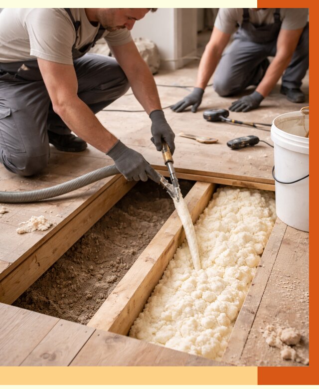 Заполнение пустот пола в Североморске от 2888 руб. — утепление пустот пола под ключ | ТепломастерСвм