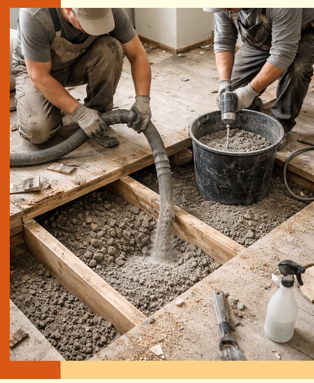 Заполнение пустот пола в Североморске полиуретаном и пенополистиролом