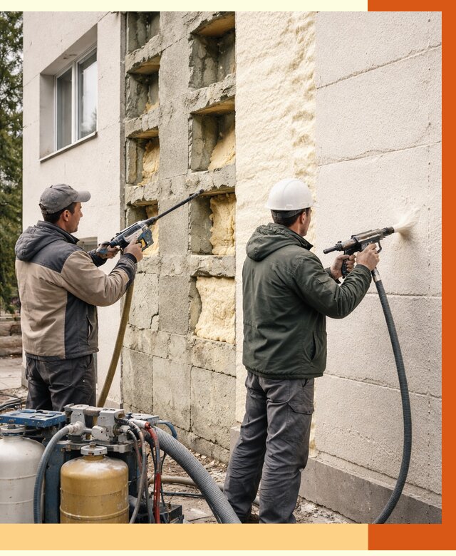 Заполнение пустот фасада в Североморске от 4814 руб. — утепление пустот облицовки | ТепломастерСвм