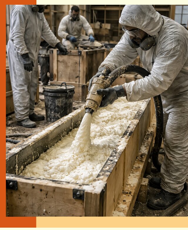 Заливка пенополиуретана в формы для утепления в Североморске