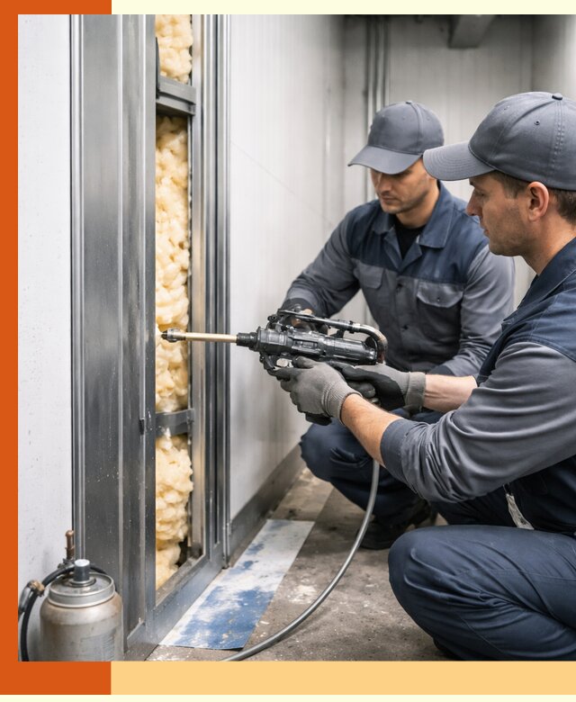 Заполнение пустот холодильных панелей в Североморске специализированной пеной