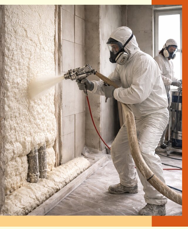 Напыление пенополиуретана в Североморске от 8023 руб./м2 — услуги и монтаж ППУ | ТепломастерСвм