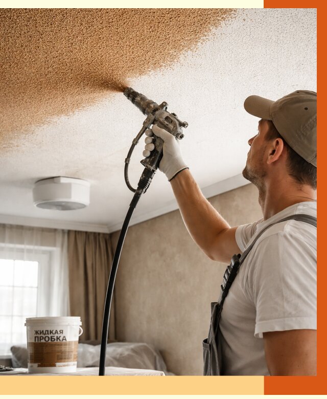 Утепление потолка жидкой пробкой в Североморске от 3744 руб. | ТепломастерСвм