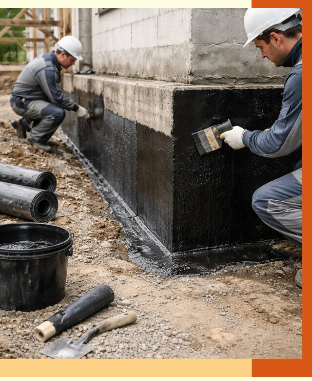 Гидроизоляция фундамента в Североморске от 1337 руб. — профессионально, под ключ | ТепломастерСвм