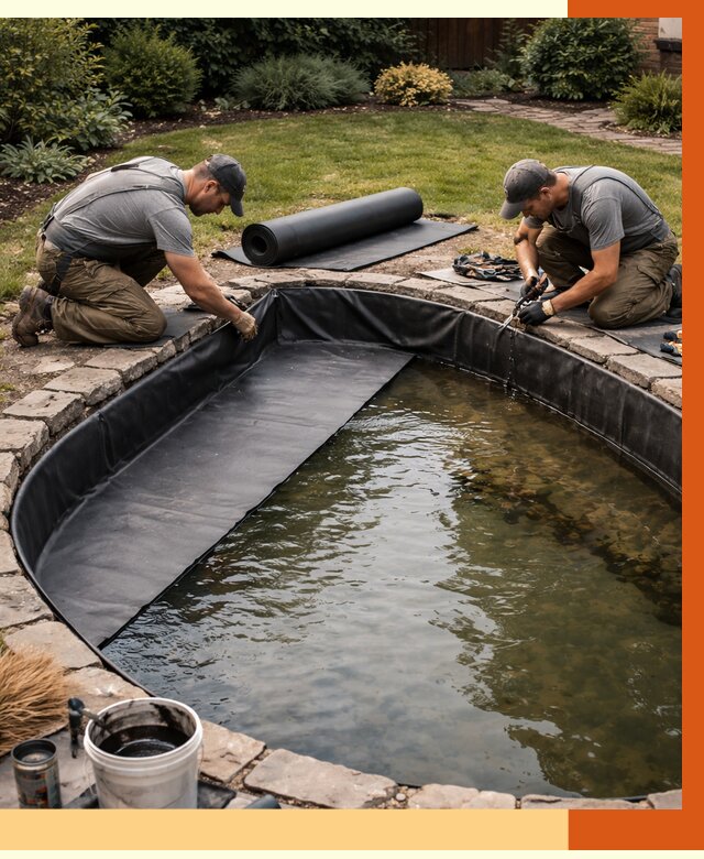 Гидроизоляция пруда в Североморске от 16046 руб. под ключ | ТепломастерСвм профессионально