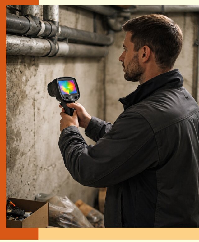 Тепловизионное обследование подвала в Североморске для поиска утечек тепла