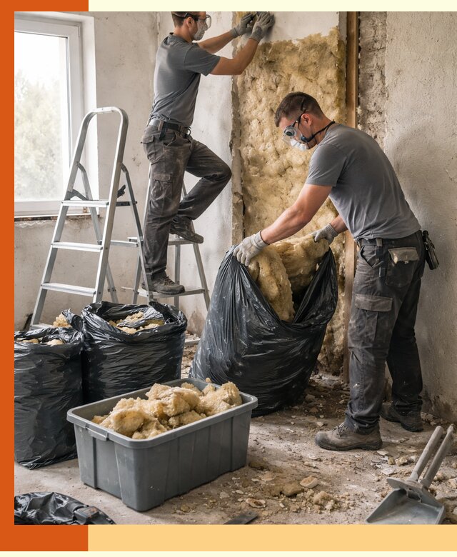 Демонтаж старого утеплителя и вывоз отходов в Североморске