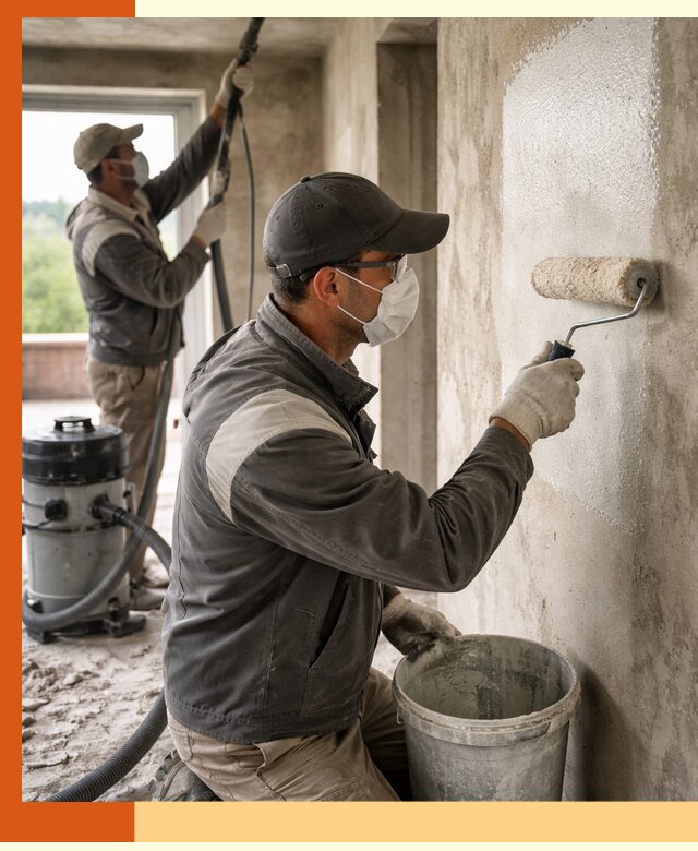 Подготовка поверхности под напыление утеплителя в Североморске